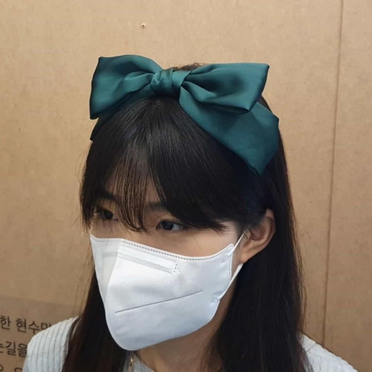 왕리본 머리띠 다크그린 리본밴드 빅리본머리띠