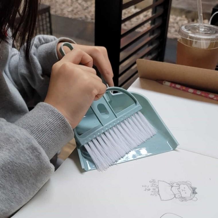 미니 빗자루 세트 연블루 사무실청소빗자루 미니빗자루