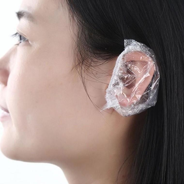 비닐헤어캡 염색 파마 일회용 비닐 귀커버 100장 샤워캡