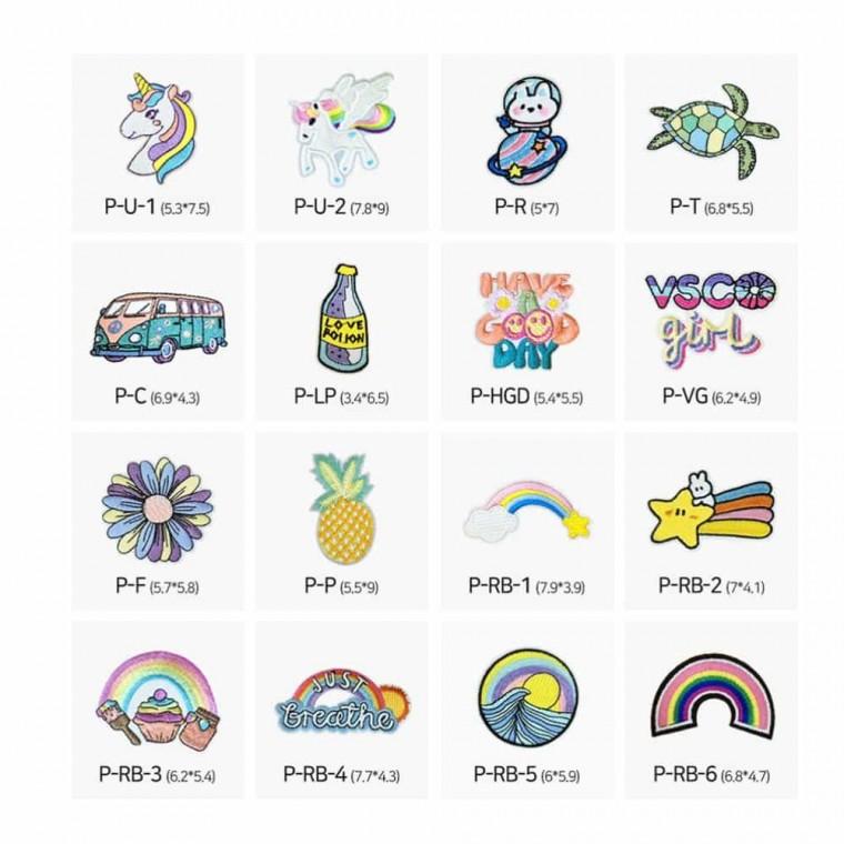 열부착 자수 패치 POP P 16개입 세트