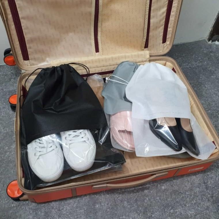 부직포 신발주머니 화이트 투명 슈케이스