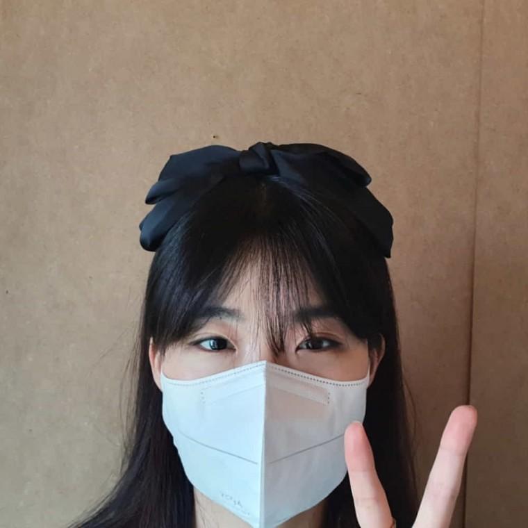 왕리본 머리띠 블랙 축제머리띠 행사머리띠