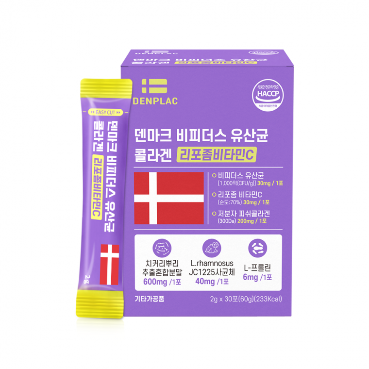 덴프락 덴마크 비피더스 유산균 콜라겐 리포좀비타민C 2g * 30포 1박스