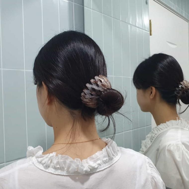 똥머리집게핀 그레이블랙 헤어악세사리 만두핀