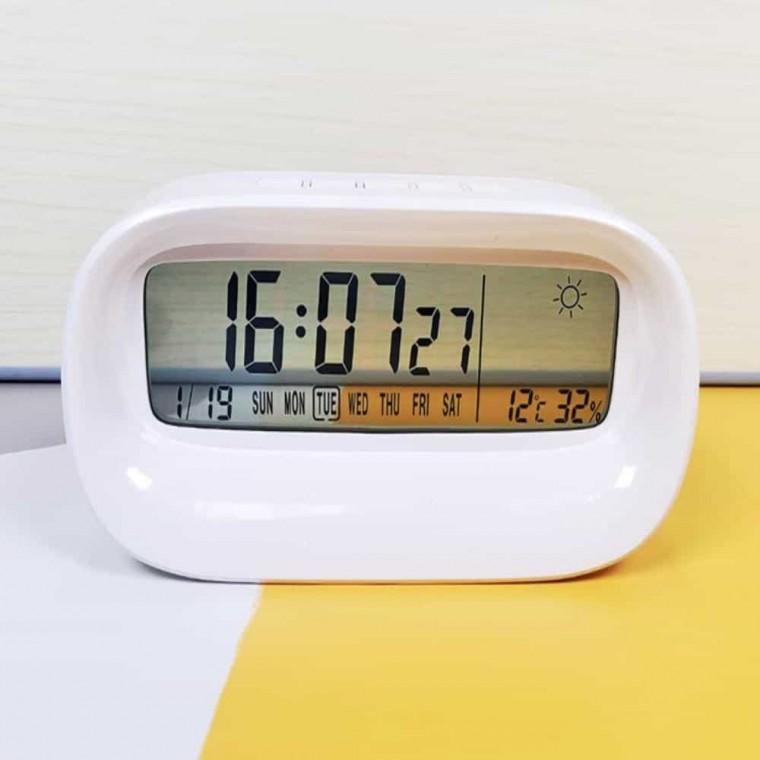 디지털 온습도계 시계 화이트