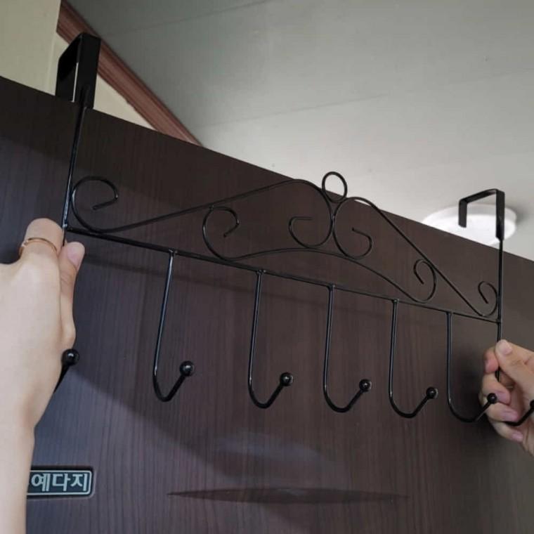 7구 도어행거 블랙 문옷걸이 틈새행거