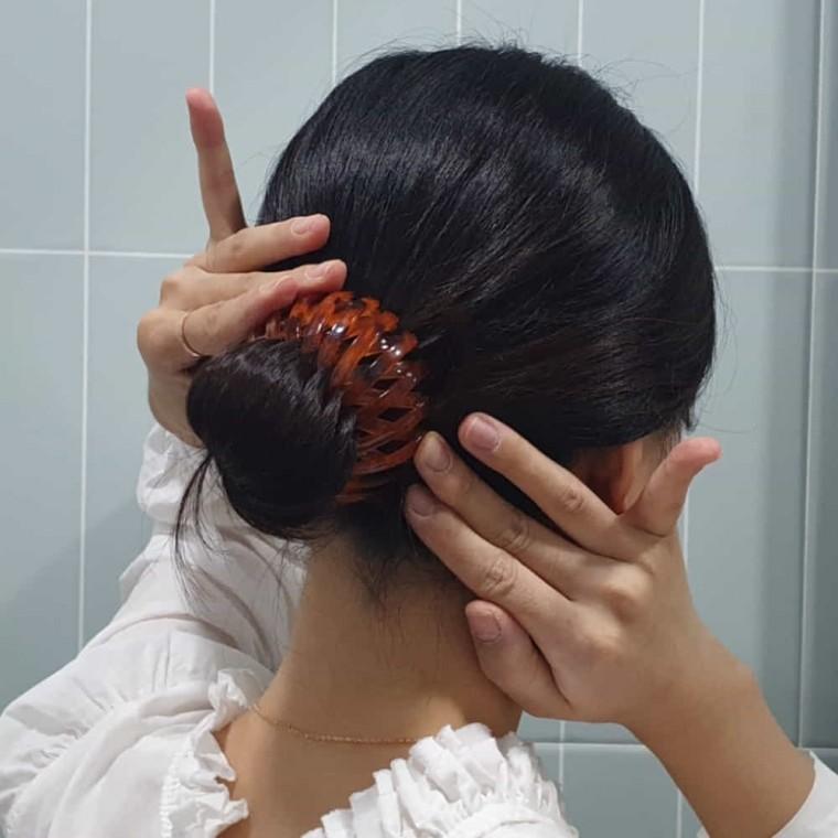 똥머리집게핀 오렌지 반묶음헤어핀 반머리헤어핀