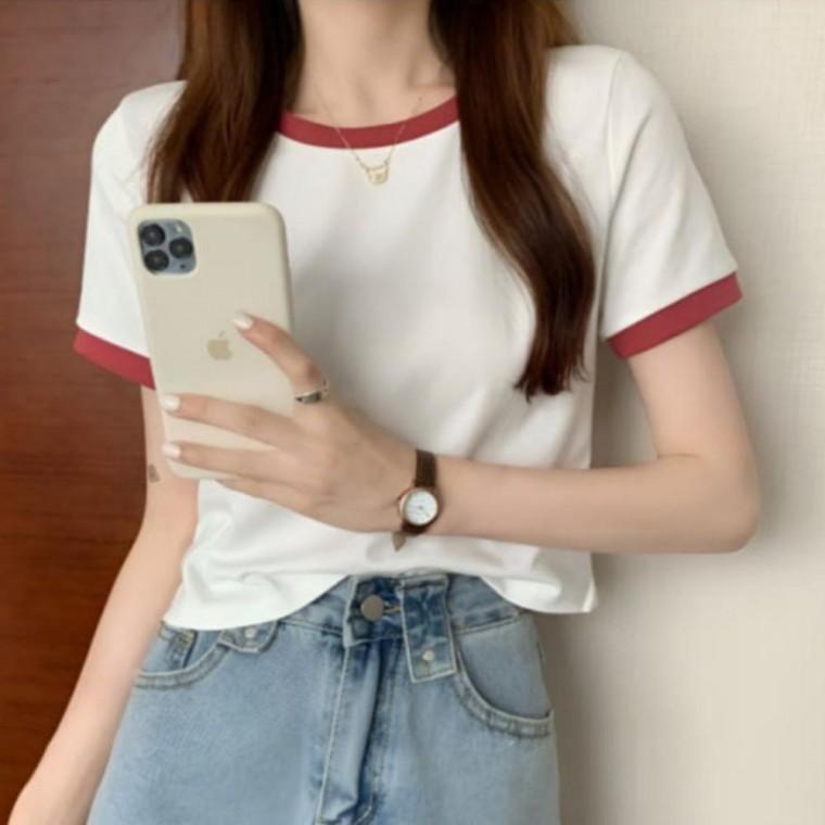여성 여름 가을 면티 크롭 시원한 티셔츠 반팔 데일리 무지 크롭티 베이직 미니멀 스타일