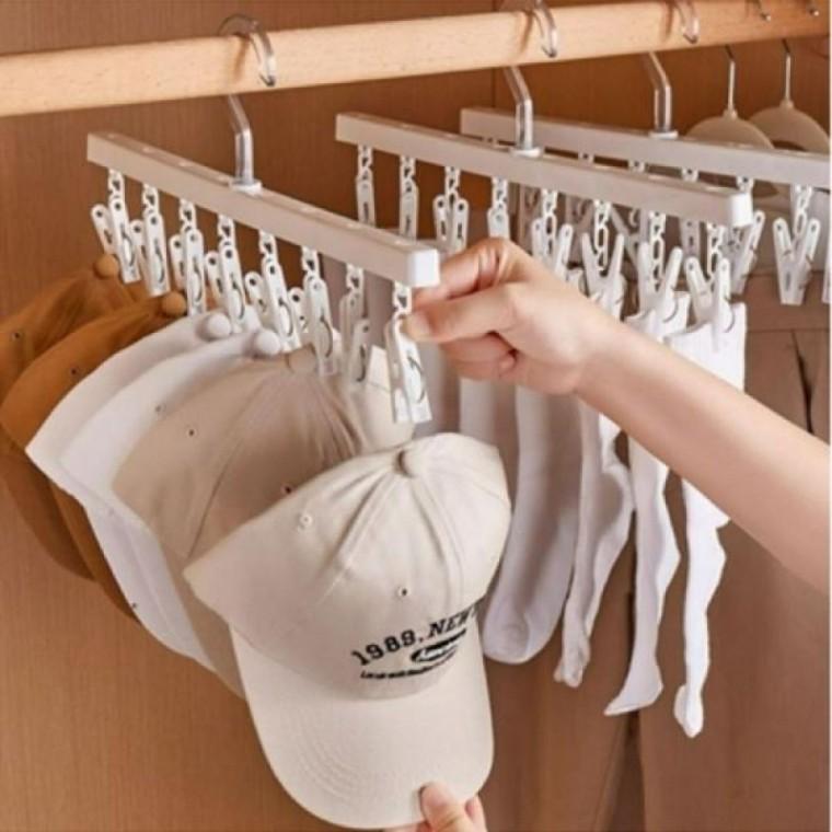 모자 정리 집게 걸이 공간 활용 행거 양말 수납 정리