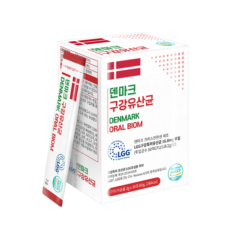 덴마크 구강유산균 크리스찬한센 LGG 구강 특허 유산균 2g * 30포 1박스