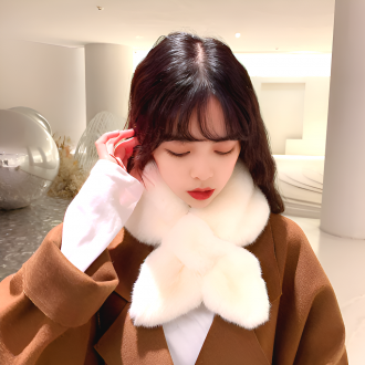 따뜻한 겨울 여성 퍼 목도리 머플러 쁘띠목도리 퍼목도리 아이보리