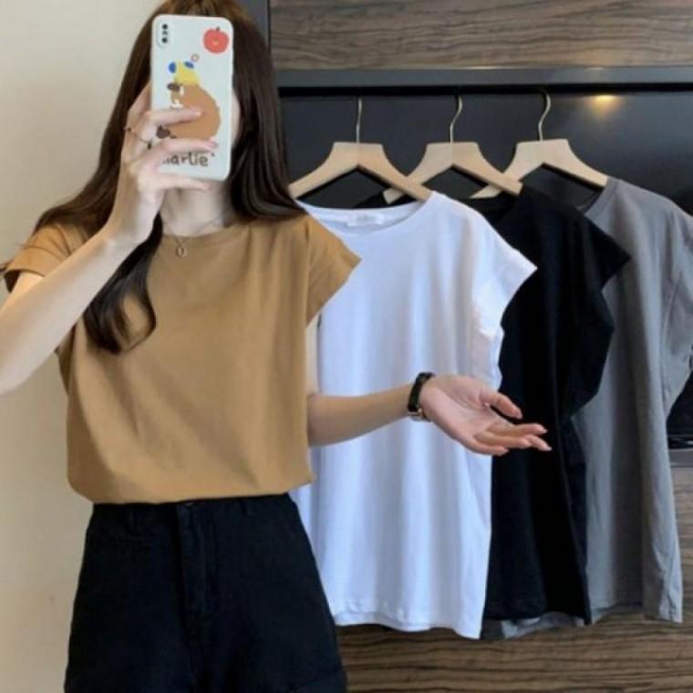 티셔츠 루즈핏 1P 캡소매 데일리 여름 오피스룩 무지 반팔티 여성 출근