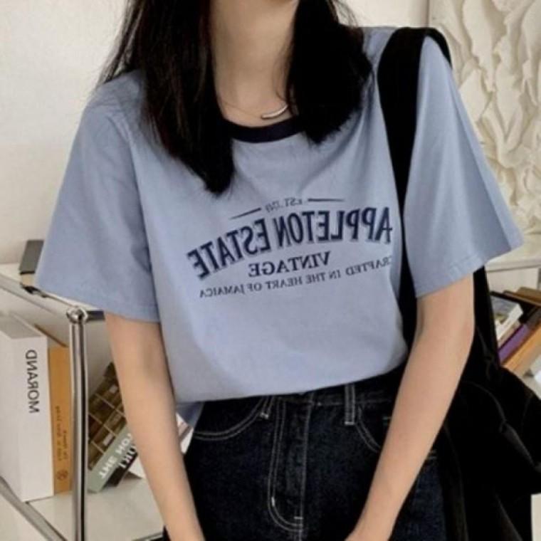 여성 힙한 기본 캐주얼 빈티지 반팔티 프린트 레터링 여름 1P 티셔츠