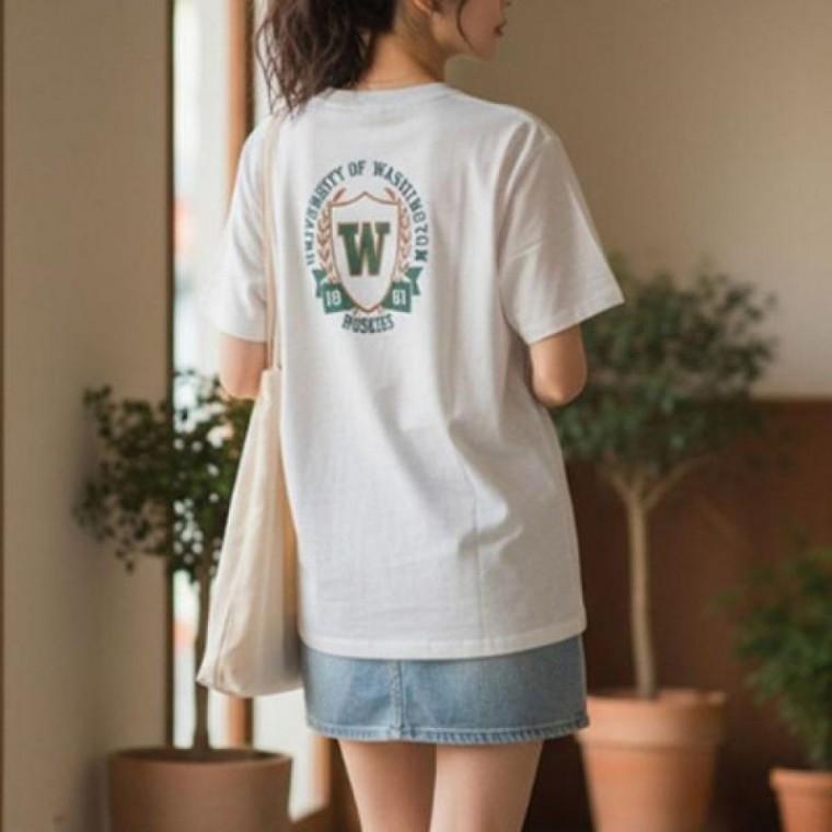 데일리 라운드넥 티셔츠 반팔티 여름 패션 1P 베이직 박스핏 프린팅 여성
