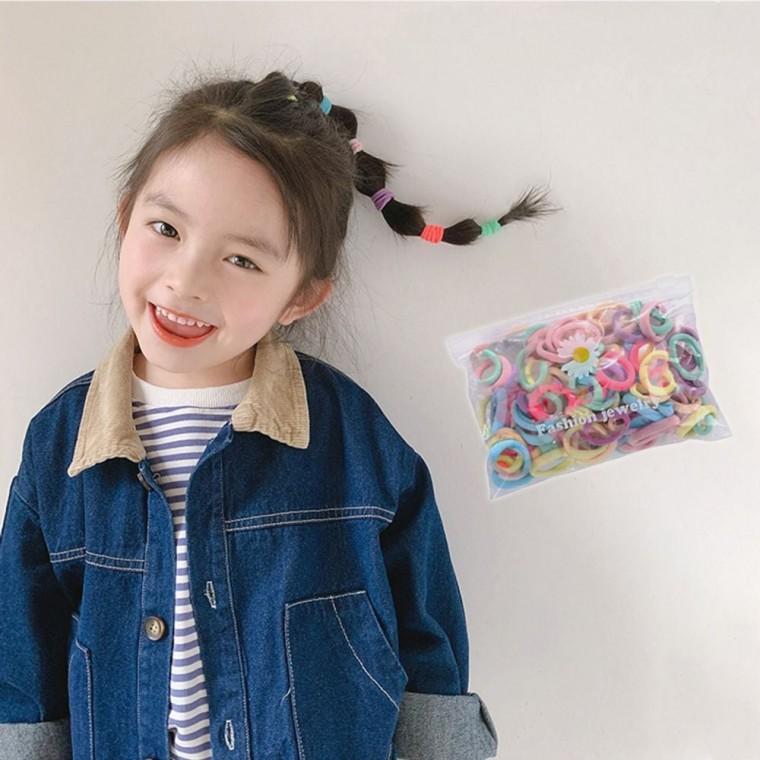 머리끈 컬러 캔디 통통 50P 파우치 세트 헤어밴드