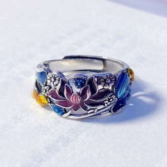 불교 프리사이즈 무광 연꽃 오픈링