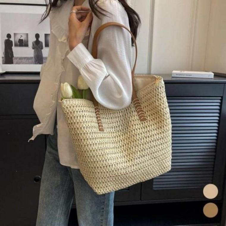 잠금 여성 지퍼 숄더백 밀짚 데일리 여름 URK-583