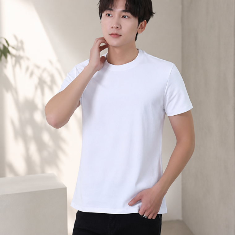 통기성 우수한 화이트 반팔 티셔츠 베이직 데일리 상의 여름 면티