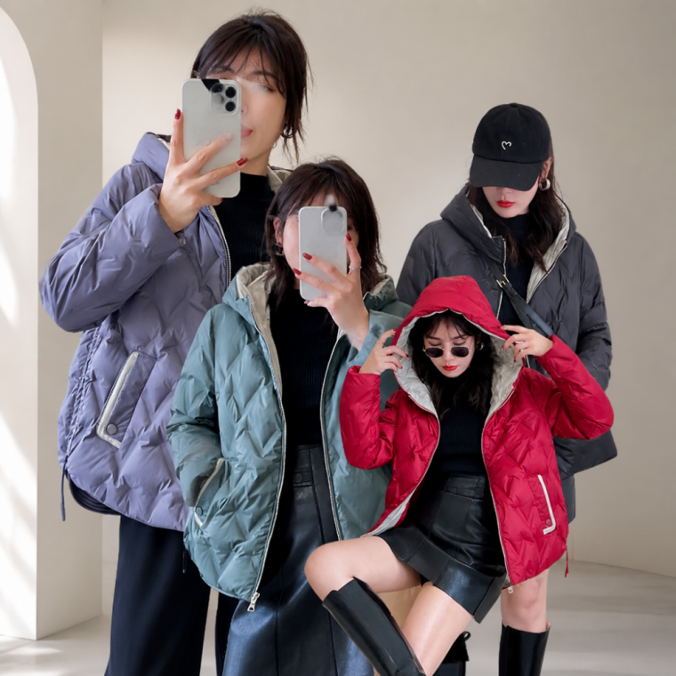 여성 덕다운 후드 패딩 점퍼 겨울용 헤비 아우터 484