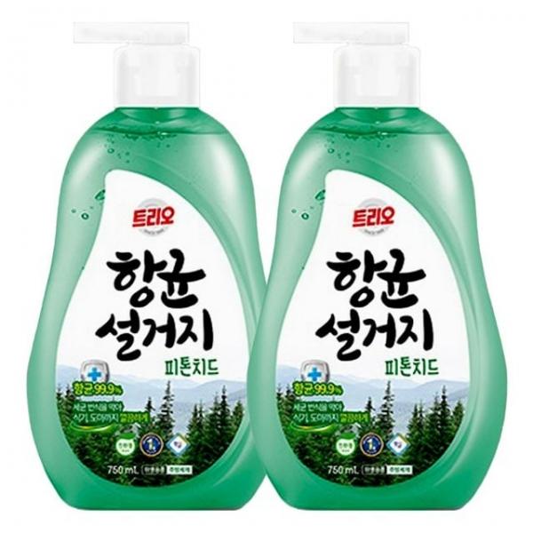 트리오 항균설거지 피톤치드 주방세제 용기 750ml X 2개