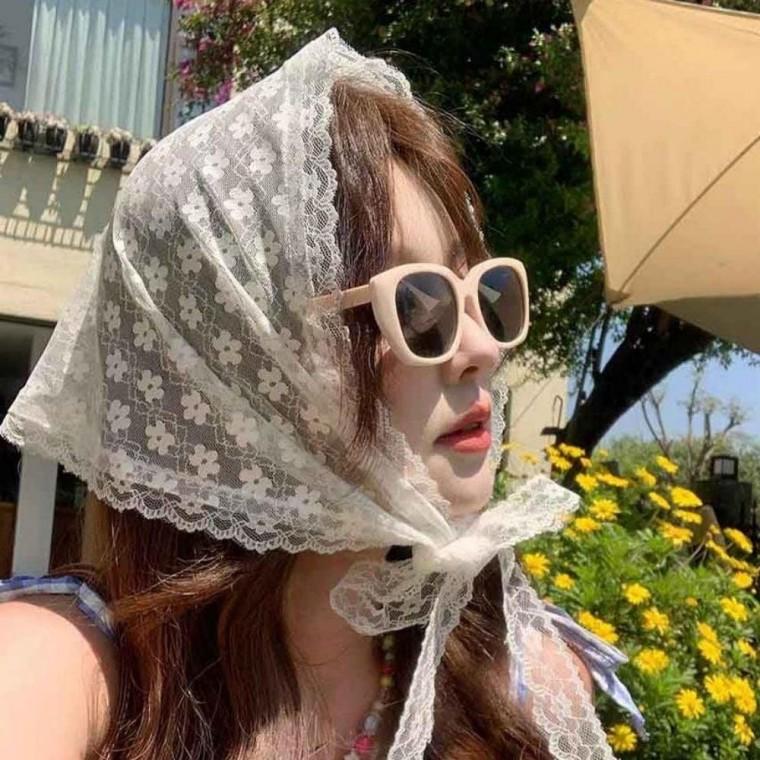 레이스 헤드 커치프 헤어스카프 여성 터번 머리띠