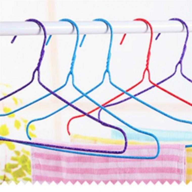 컬러 철사 옷걸이 10P 생활용품 컬러철사 행거 철사옷걸이 수납
