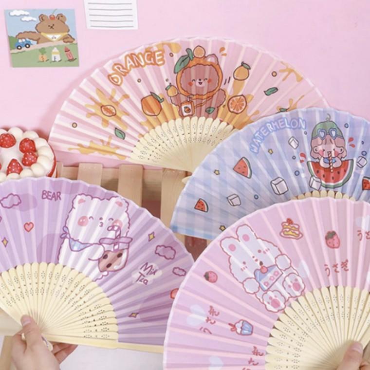 전통 손 부채 캐릭터 접이식
