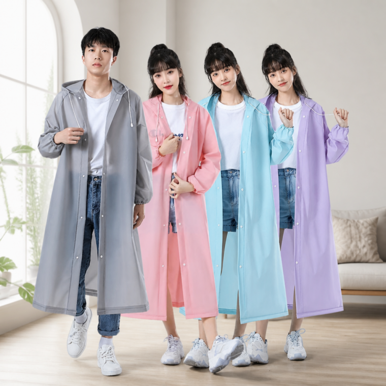 EVA 초경량 우의 남녀공용 등산 낚시용 비옷 파스텔 레인코트