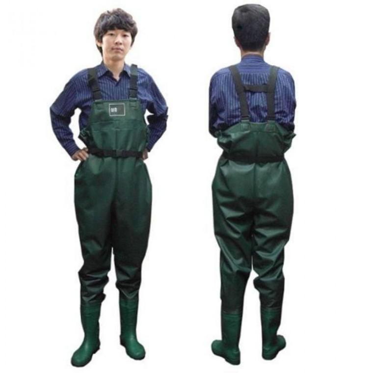 다용도 작업용 PVC 멜빵 웨이더 갯벌 가슴 장화 그린