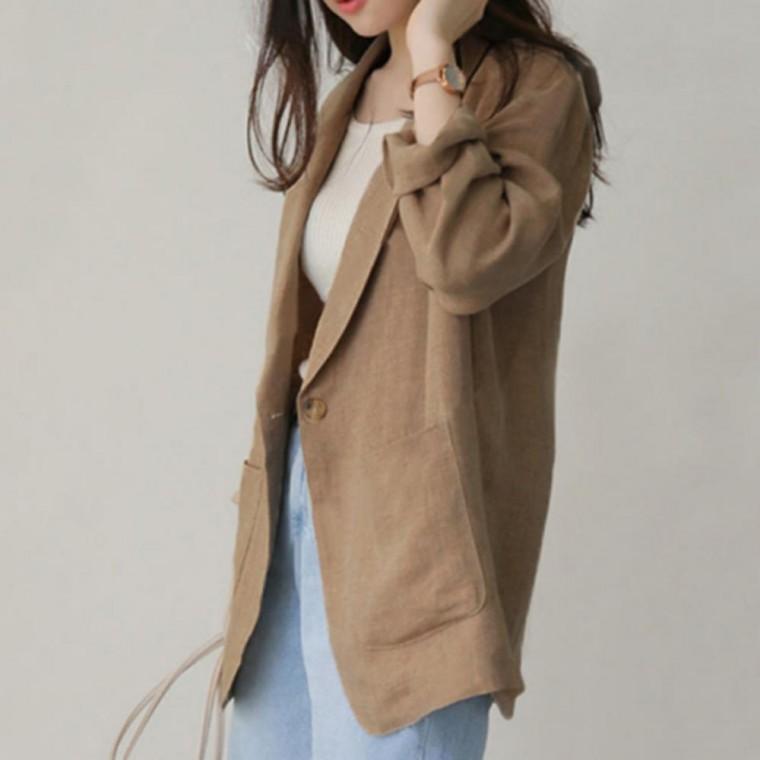 무지 여성 셔츠 포켓 블레이져 재킷 아우터 긴팔 자켓