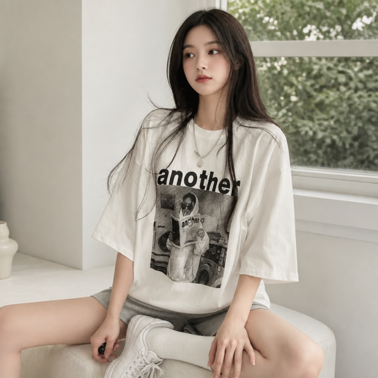 그래픽 나염 루즈핏 반팔 티셔츠 빅사이즈 남녀공용 데일리룩