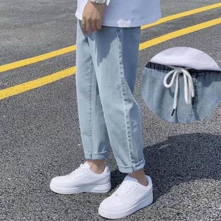 빅사이즈 와이드 남자 청바지 스판 밴딩 데님 팬츠