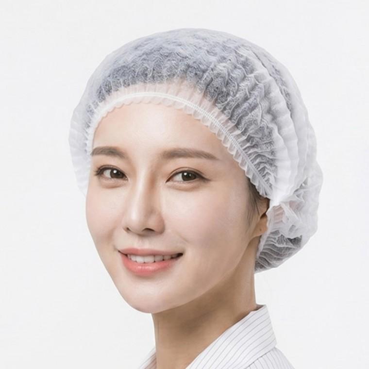 일회용 위생 모자 100매 주방 식당 학교 급식 영양사 조리용 배식 위생모 라운드캡