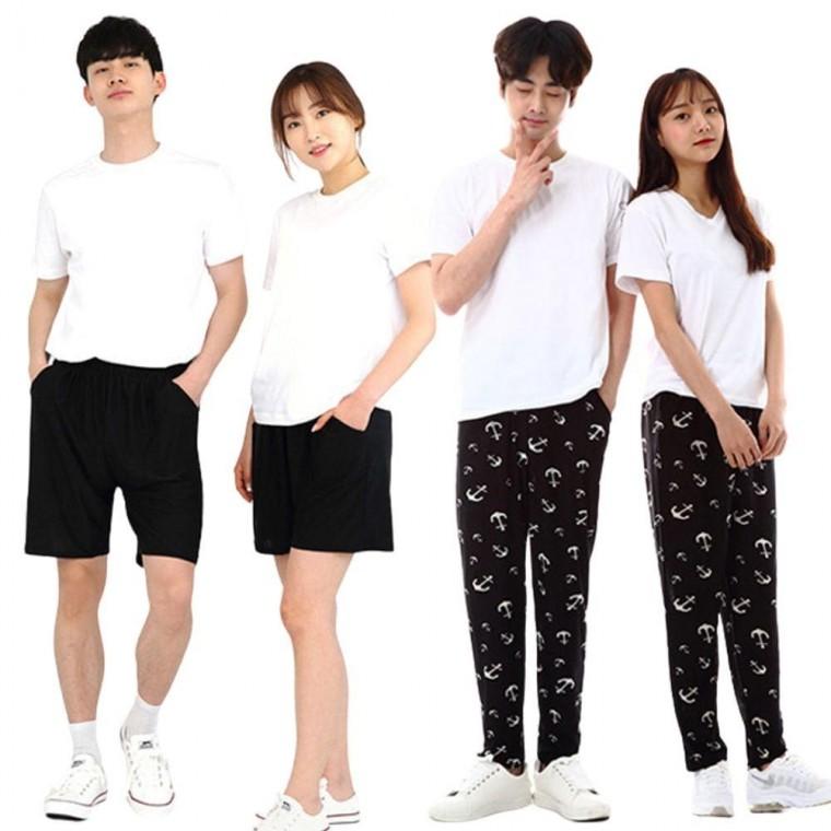 쿨바지 고무줄 남성 여성 여름 7부 쿨반바지