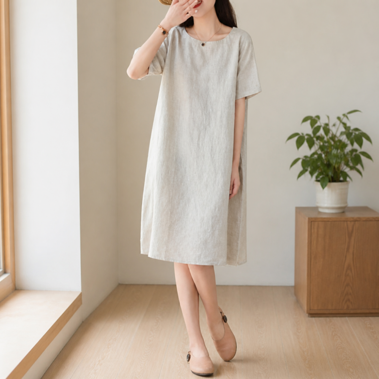 여름 루즈핏 퍼프 롱원피스 면혼방 포켓 데일리 치마 빅사이즈