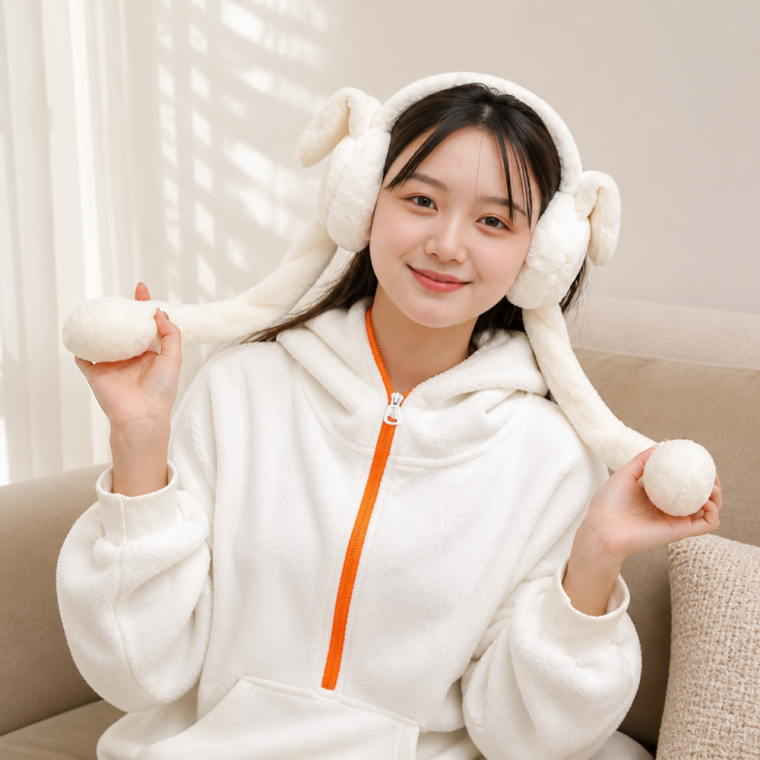 밍크 토끼귀 움직이는 귀마개 겨울 방한용품 귀여운 인싸템 선물