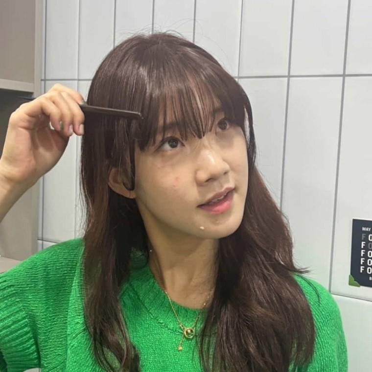 앞머리 부분가발 짙은갈색 여성부분가발 시스루앞머리가발
