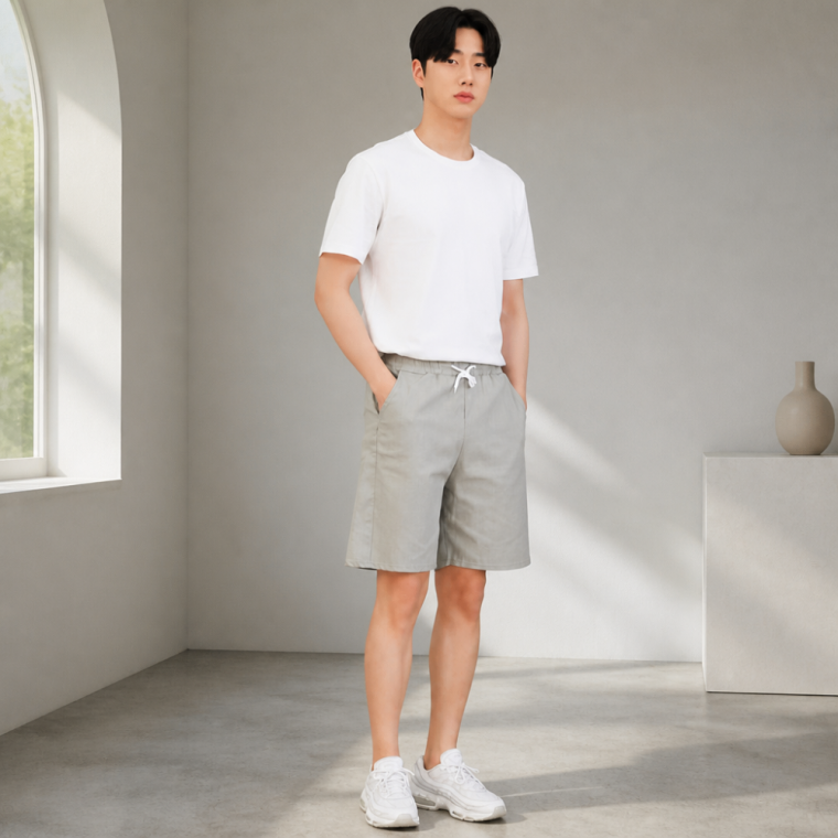 린넨 남성 5부 반바지 통기성 좋은 빅사이즈 면 하프 팬츠