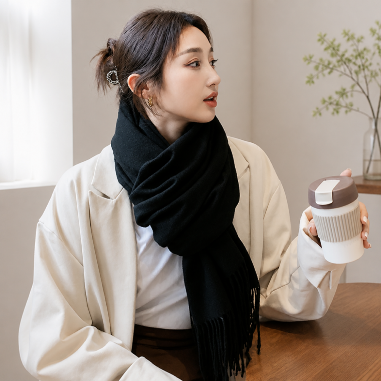 부드러운 캐시미어 숄 목도리 여성 겨울 방한 넥워머 스카프
