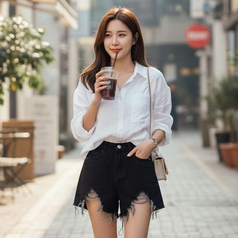여성 찢청 핫팬츠 데님 청반바지 캐주얼 숏팬츠