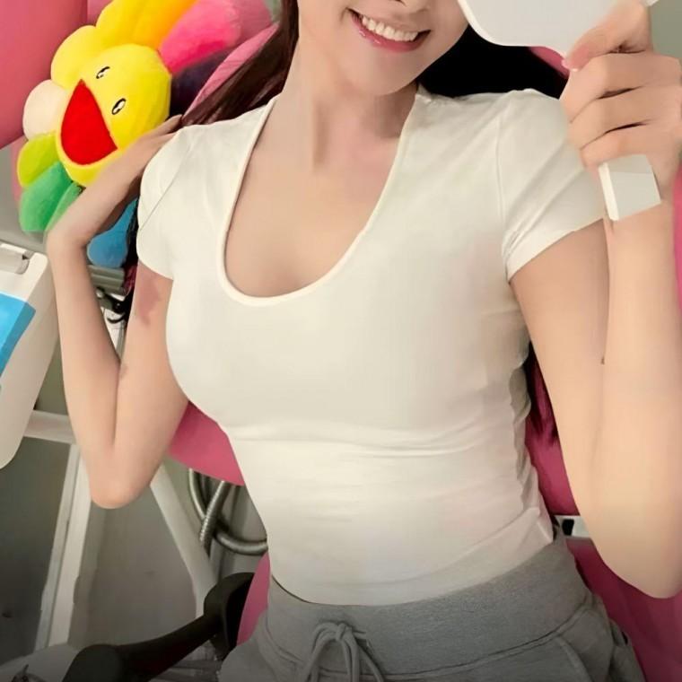 여성 스판 반팔 티셔츠 슬림핏 쫀쫀 데일리 이너티