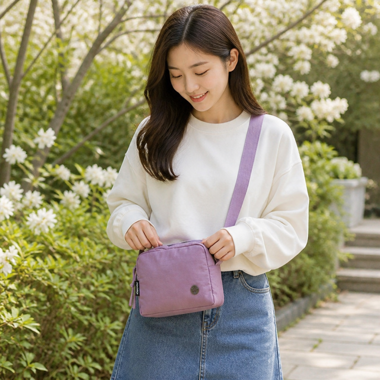 가벼운 원형 미니 크로스백 여성 여행용 보조 가방 학생 학원 소풍용 데일리 탬버린