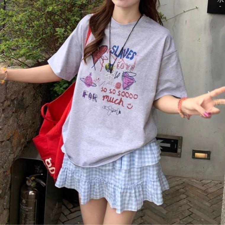 여성 캐주얼 반팔티 프린팅 라운드넥 데일리 기본티