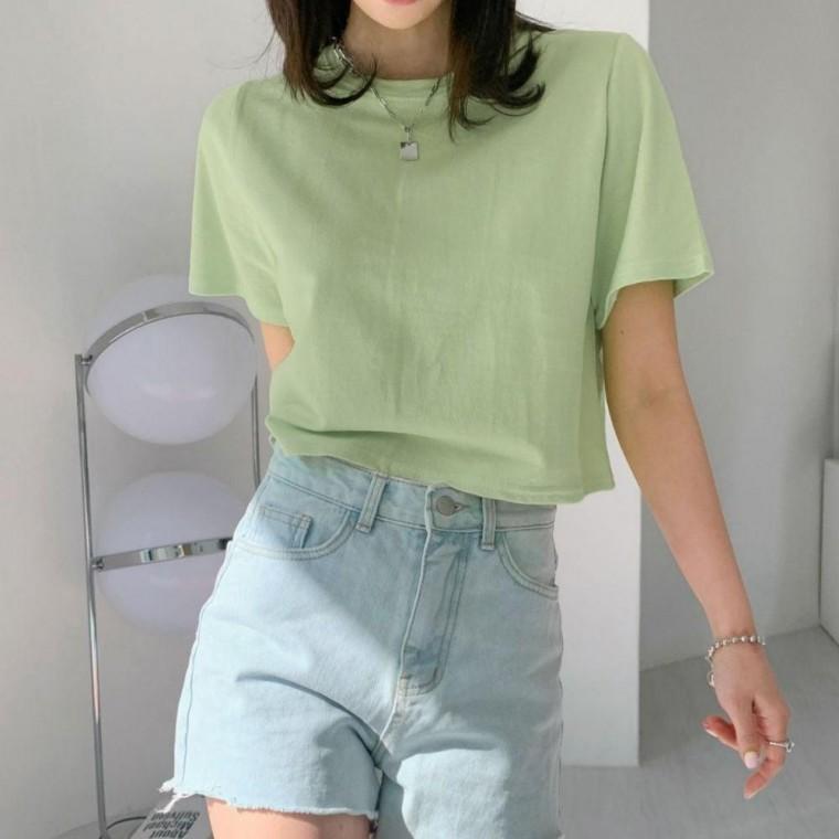 데일리 크롭 반팔 티셔츠 루즈핏 여성 기본티 캐주얼