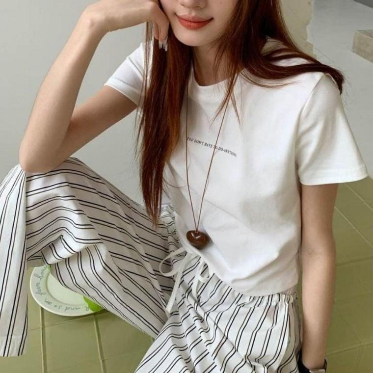 크롭 반팔티 여성 데일리 슬림핏 기본 티셔츠