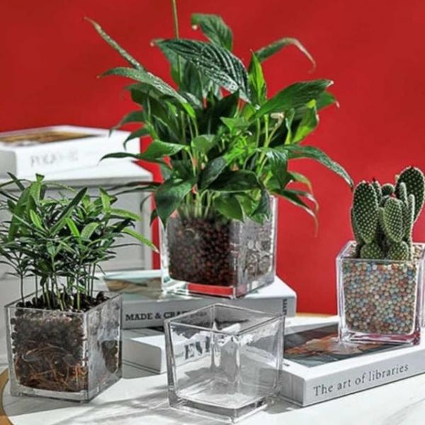 유리 화병 15x15x15cm 오브제화병 미니꽃병
