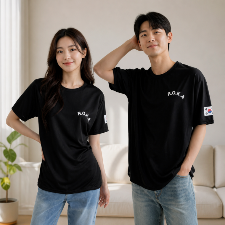 쿨링 기능성 반팔티 남녀공용 체육대회 단체복 육군 군인 티셔츠