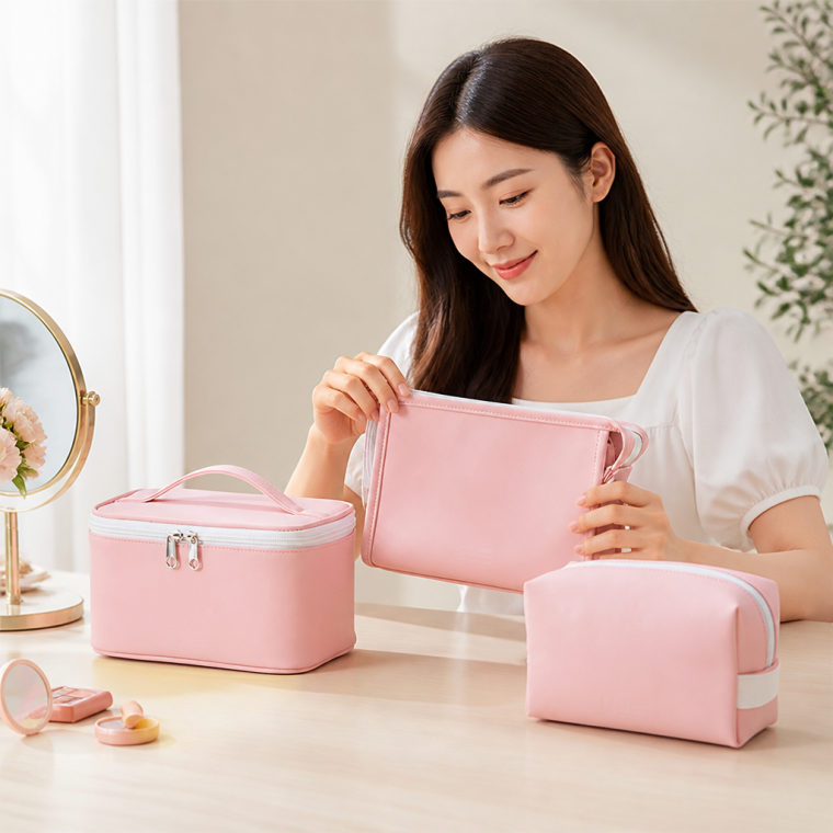 여행용 화장품 정리함 메이크업 파우치 데일리 코스메틱 수납 가방 화장대 필통형