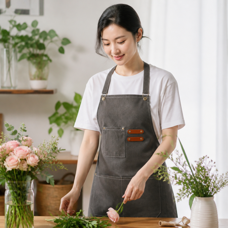 작업용 미술 화가 원예 플로리스트 작업복 주방 청청 원단 캔버스 앞치마