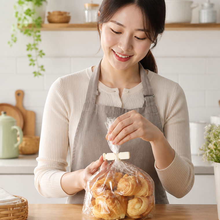 주방 식재료 간식 보관용 스낵 봉투 밀폐 집게 비닐팩 밀봉 클립